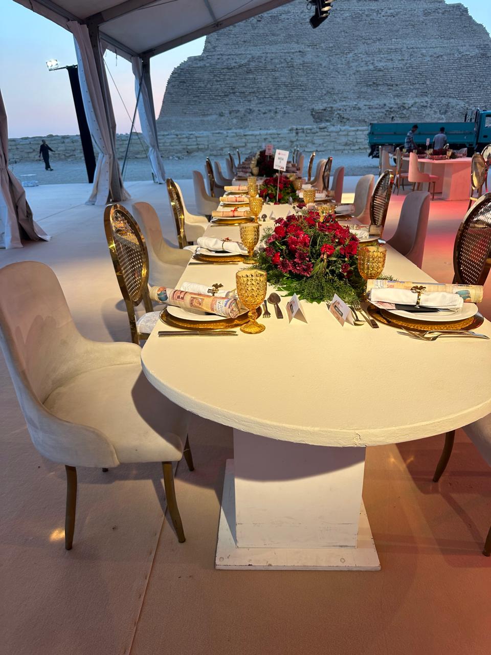 Sunset bar setup at the Pyramids